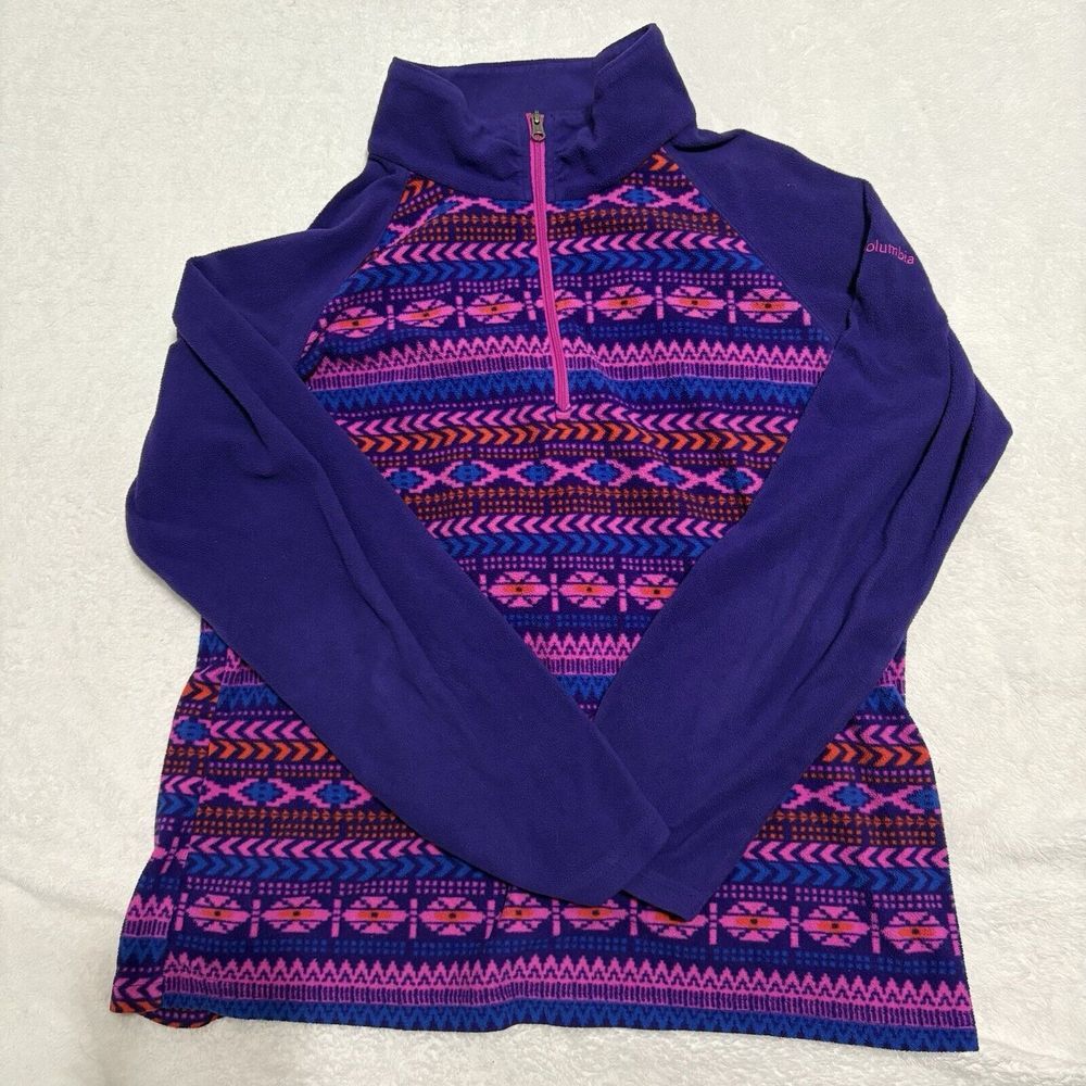 Girls XL Columbia Fleece Pullover Purple Aztec 1/4 Zip
